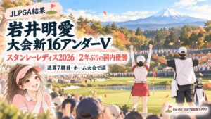 スタンレーレディス2026で岩井明愛が大会新16アンダーで優勝(りなのイラスト)